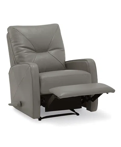 Macy's Finchley Leather Wallhugger Recliner In Gray