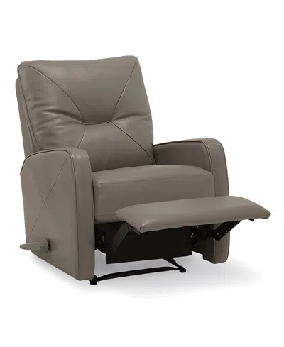 Macy's Finchley Leather Wallhugger Recliner In Gray