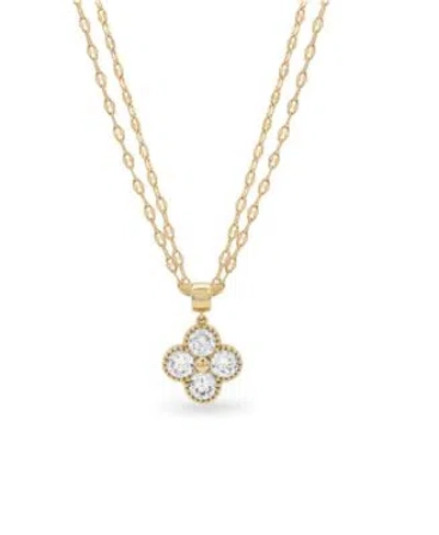 Macy's 18k Gold-plated Cubic Clover On Double Butterfly Chain Necklace