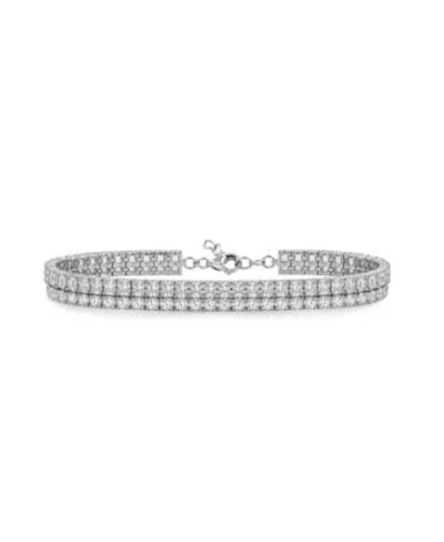 Macy's Macys Fine Silver Plated 18k Gold Plated Tennis Bracelet Collection In Metallic