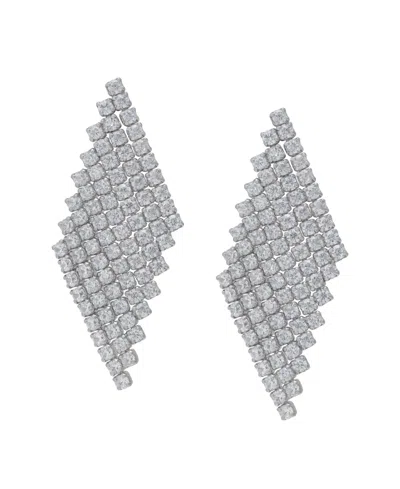 Macy's Fine Silver Plated Cubic Zirconia Dangling Diamond-shaped Post Earrings