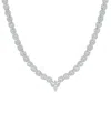Macy's Fine Silver Plated Cubic Zirconia Marquise V Necklace In Silver