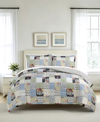 Macy's Floral Patch Reversible Microfiber 3-piece Comforter Set In Multi