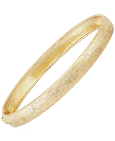 Macy's Floral Pattern Etched Design Bangle Bracelet In 10k Gold In Yellow Gold