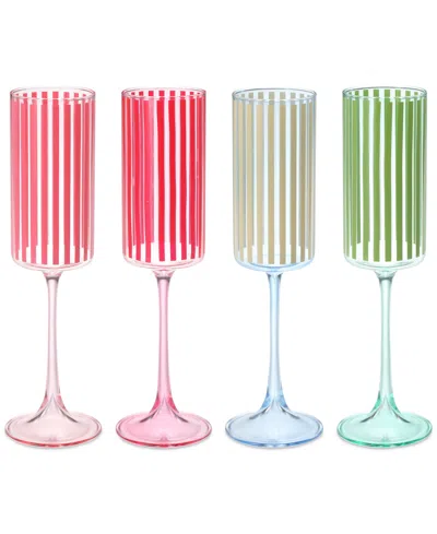 Macy's Flower Show 4-pc. Striped Champagne Flutes, Exclusively At  In Multi