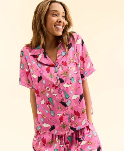 Macy's Flower Show Women's Printed Short-sleeve Pajama Set, Exclusively At  In Pink Colla