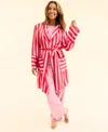 Macy's Flower Show Women's Striped Midi Length Robe, Exclusively At  In Pink,red Stripe