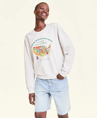 Macy's Flower Show Women's U.s. Flower Map Sweatshirt,  Exclusive In Gray