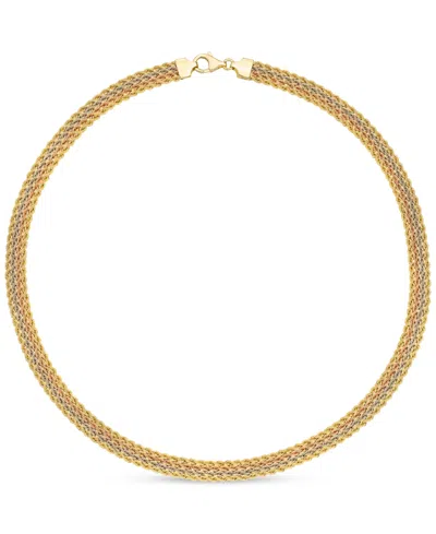 Macy's Four-row Rope Link Chain 18" Collar Necklace In 14k Tricolor Gold In Multi