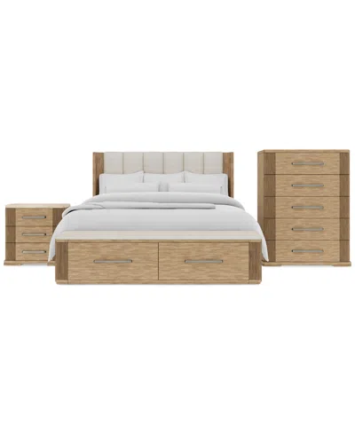 Macy's Frandlyn 3-pc. Queen Bedroom Set (storage Bed, Chest & Stone Top Nightstand) In Brown