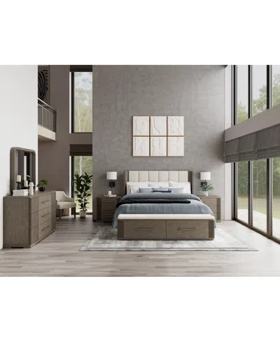 Macy's Frandlyn 3pc Bedroom Set (queen Bed + Dresser + Stone Top Nightstand) In Brown
