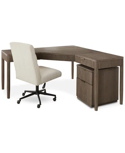 Macy's Frandlyn 3-piece Home Office Set (l-desk, Desk Chair & File Cabinet),  Exclusive In Brown