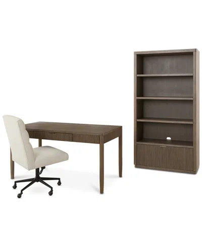 Macy's Frandlyn 3-piece Home Office Set (writing Desk, Desk Chair & Bookcase),  Exclusive In Brown