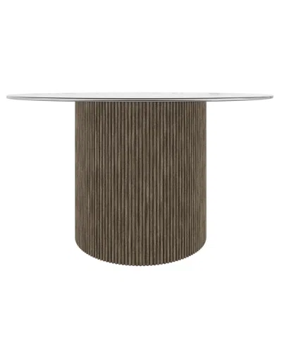 Macy's Frandlyn 54" Round Glass Dining Table In Brown