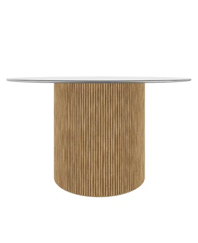 Macy's Frandlyn 54" Round Glass Dining Table In Brown