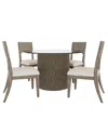 Macy's Frandlyn 5pc Dining Set (round 54" Glass Dining Table + 4 Side Chairs) In Brown