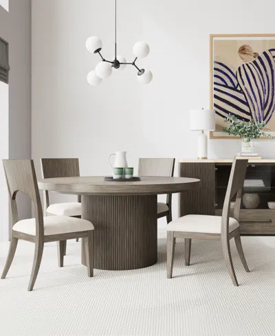 Macy's Frandlyn 5pc Dining Set (round Table + 4 Side Chairs) In Brown
