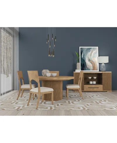 Macy's Frandlyn 5pc Dining Set (round Table + 4 Side Chairs) In Brown