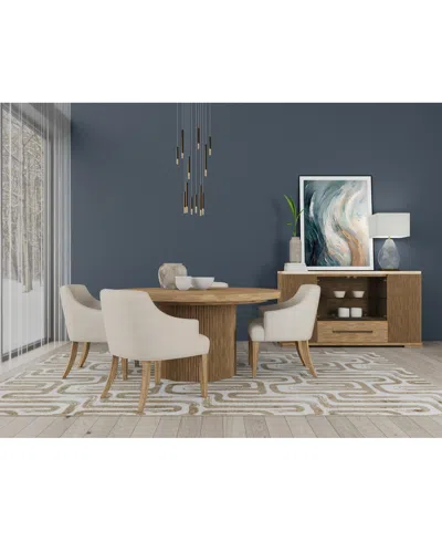 Macy's Frandlyn 6pc Dining Set (round Dining Table + 5 Host Chairs) In Brown