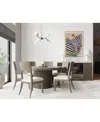 Macy's Frandlyn 7pc Dining Set (round Dining Table + 6 Side Chairs) In Brown