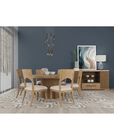 Macy's Frandlyn 7pc Dining Set (round Dining Table + 6 Side Chairs) In Brown