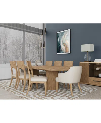 Macy's Frandlyn 9pc Dining Set (table + 6 Side Chairs + 2 Host Chairs) In Brown