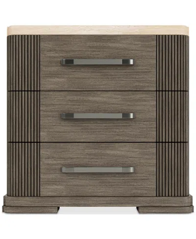 Macy's Frandlyn Stone Top Nightstand In Brown