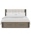 Macy's Frandlyn Upholstered-headboard King Storage Bed In Brown