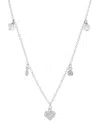 Macy's Freshwater Pearl (4mm) & Cubic Zirconia Heart & Bezel Dangle Collar Necklace In Sterling Silver, 16" In Silver