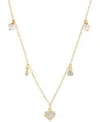 Macy's Freshwater Pearl (4mm) & Cubic Zirconia Heart & Bezel Dangle Collar Necklace In Sterling Silver, 16" In Gold