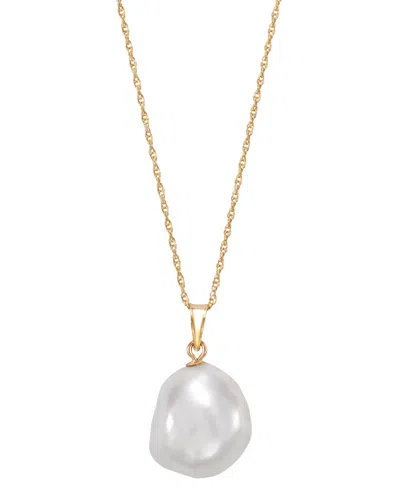 Macy's Freshwater Pearl Pendant Necklace In 10k Yellow Gold