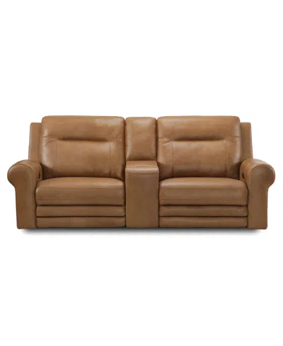 Macy's Furniture 2-pc. Alexandre Leather Sofa With 2 Power Motion Recliners And 1 Console, Exclusively At M In Brown