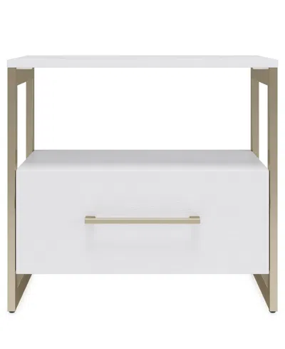 Macy's Furniture 26" Emila 1-drawer Stone Nightstand In White
