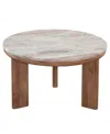 Macy's Sidney 36" Round Marble Top Coffee Table In Multi Step Brown Honey