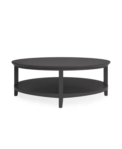 Macy's Furniture 47" Solid Wood Hedworth Round Coffee Table In Black