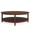 Macy's Furniture 47" Solid Wood Hedworth Round Coffee Table In Brown