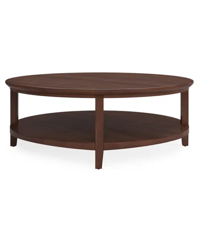 Macy's Furniture 47" Solid Wood Hedworth Round Coffee Table In Dark Mocha