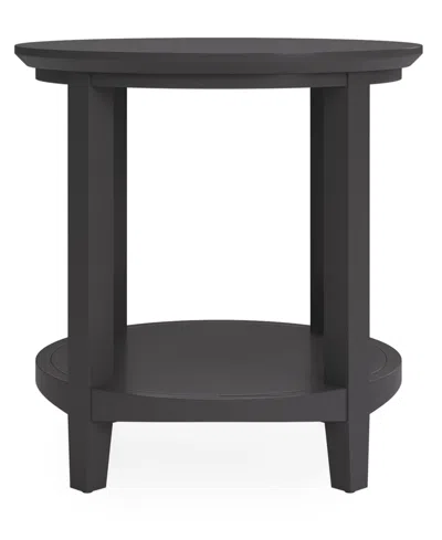 Macy's Furniture 47" Solid Wood Hedworth Round End Table In Black