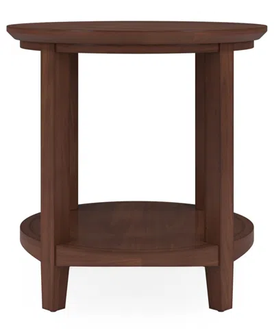 Macy's Furniture 47" Solid Wood Hedworth Round End Table In Brown