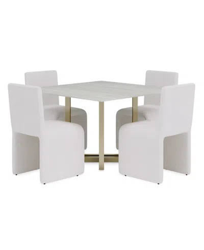 Macy's Furniture 5-pc. Dining Set (emila Square Table & 4 Uph Chairs) In White