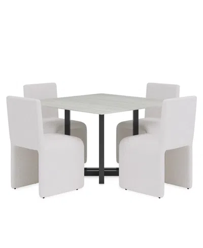 Macy's Furniture 5-pc. Dining Set (emila Square Table & 4 Uph Chairs) In White