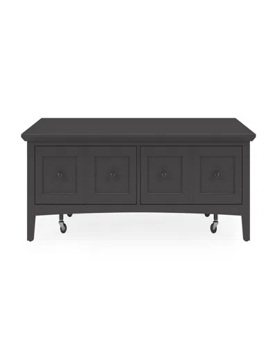 Macy's Furniture 55" Solid Wood Hedworth Rectangle Coffee Table In Black