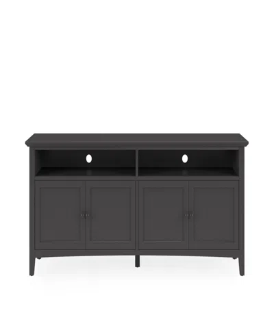 Macy's Furniture 74" Hedworth Wood Entertainment Console Drawer In Black