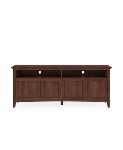 Macy's Furniture 74" Hedworth Wood Entertainment Console Drawer In Brown