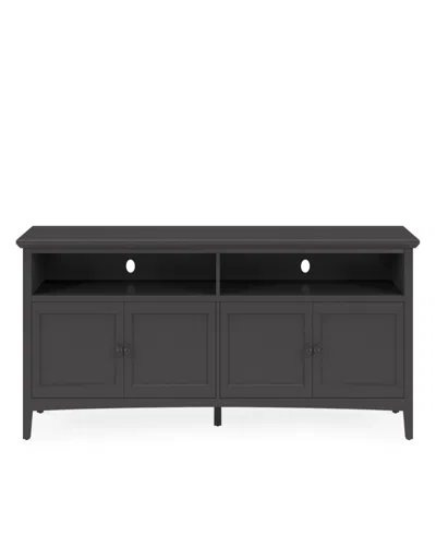 Macy's Furniture 84" Hedworth Wood Entertainment Console Drawer In Black