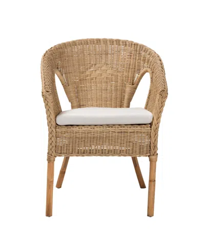 Macy's Furniture Abbey 22.8" Rattan Bohemian Dining Chair In Brown