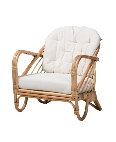 Macy's Furniture Aliane 30" Rattan Bohemian Armchair In White