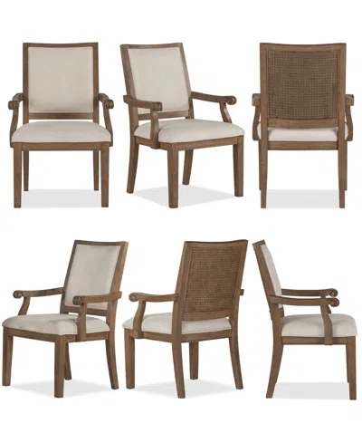 Macy's Furniture Alverton 6-pc. Wood Arm Chair Set In Brown