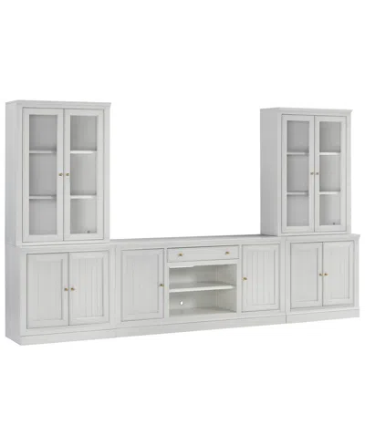 Macy's Furniture Amren 65" Wood 2 Door Console Table With 2 Door Hutches And 2 Door Bases In Gray