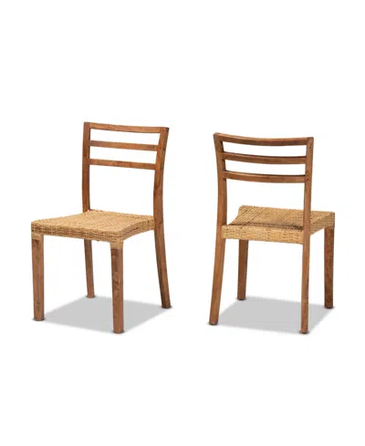Macy's Furniture Arthur 2-pc. Wood Mid-century Dining Chair Set In Brown